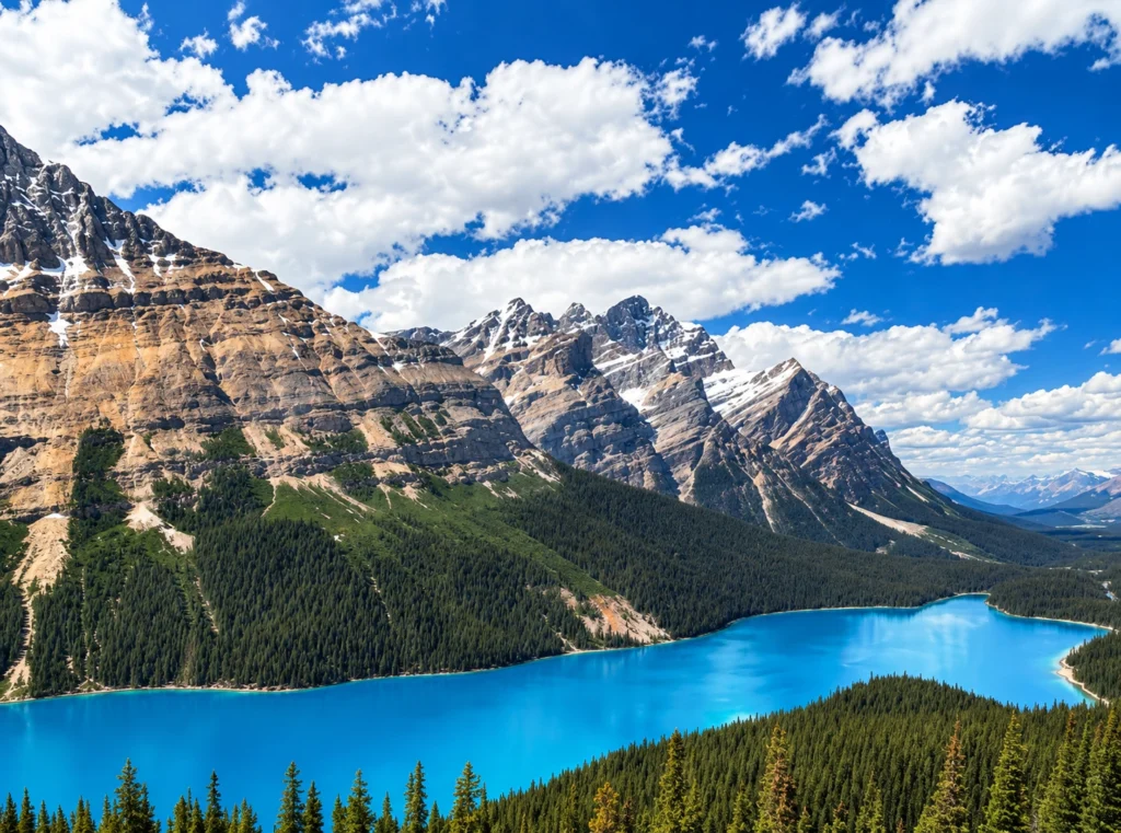 Scenic views along the Icefields Parkway through the Canadian Rockies on a private tour