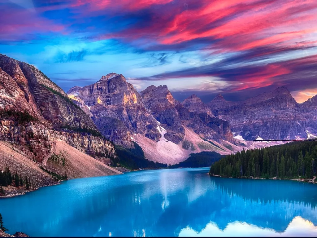 Moraine Lake and Lake Louise with stunning Canadian Rockies mountain scenery on a private tour